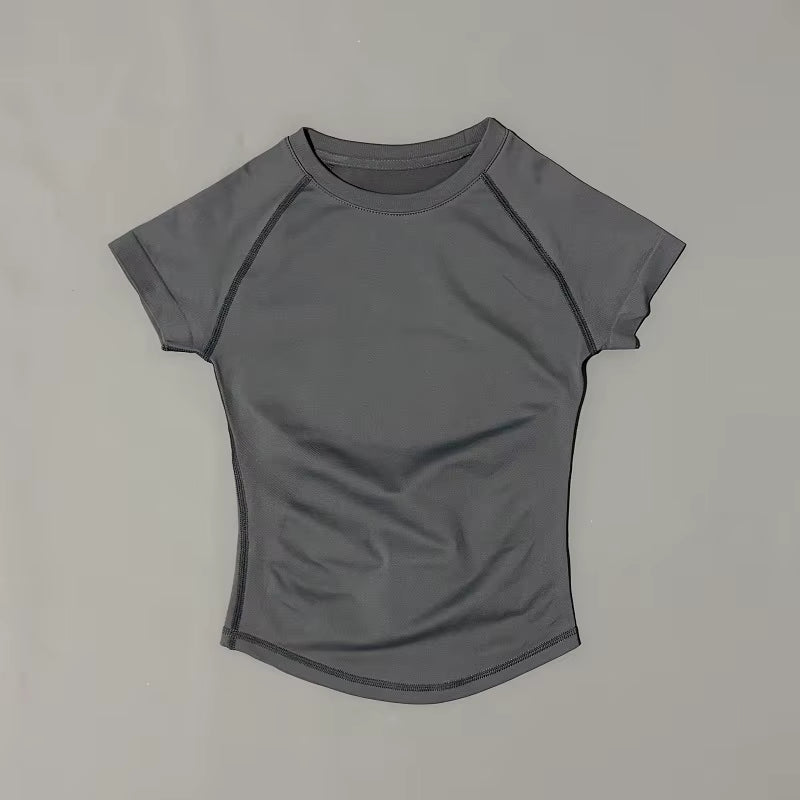 Women Short Sleeve Sports T-Shirt round Neck Breathable Stretchy Quick Dry Top Yoga Gym Running Fitness Activewear