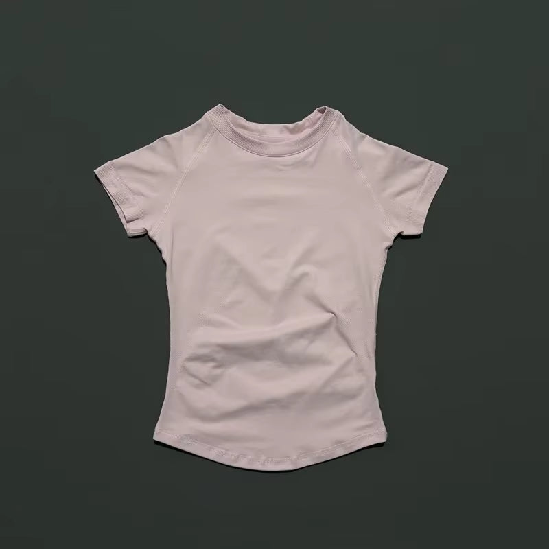 Women Short Sleeve Sports T-Shirt round Neck Breathable Stretchy Quick Dry Top Yoga Gym Running Fitness Activewear
