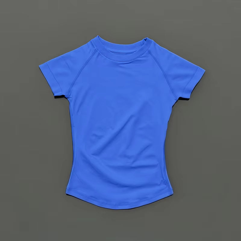 Women Short Sleeve Sports T-Shirt round Neck Breathable Stretchy Quick Dry Top Yoga Gym Running Fitness Activewear