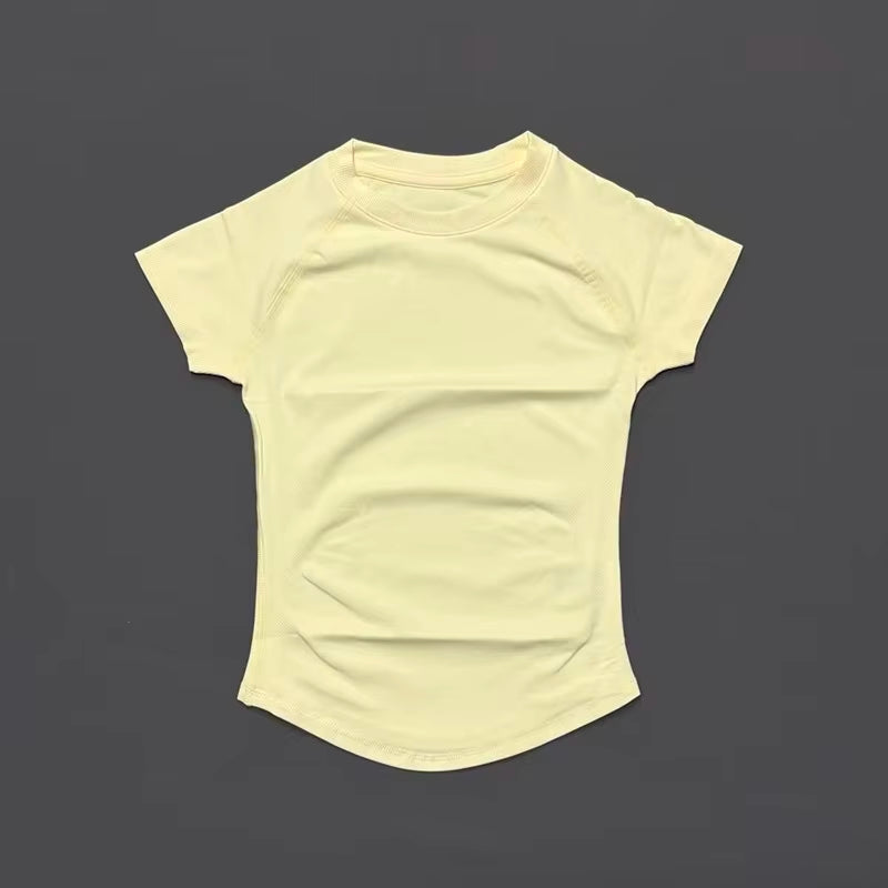 Women Short Sleeve Sports T-Shirt round Neck Breathable Stretchy Quick Dry Top Yoga Gym Running Fitness Activewear
