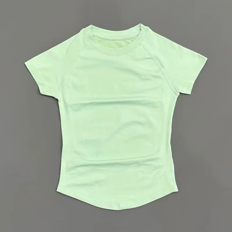 Women Short Sleeve Sports T-Shirt round Neck Breathable Stretchy Quick Dry Top Yoga Gym Running Fitness Activewear