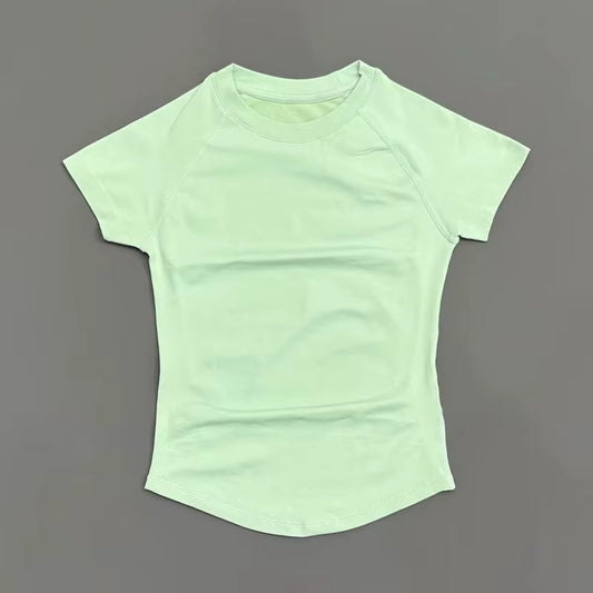 Women Short Sleeve Sports T-Shirt round Neck Breathable Stretchy Quick Dry Top Yoga Gym Running Fitness Activewear