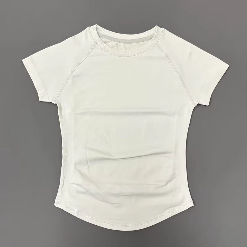 Women Short Sleeve Sports T-Shirt round Neck Breathable Stretchy Quick Dry Top Yoga Gym Running Fitness Activewear