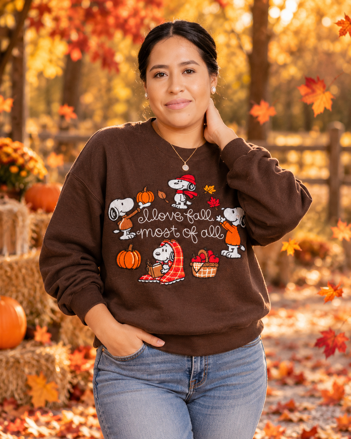 Peanut Fall Embroidered Sweater