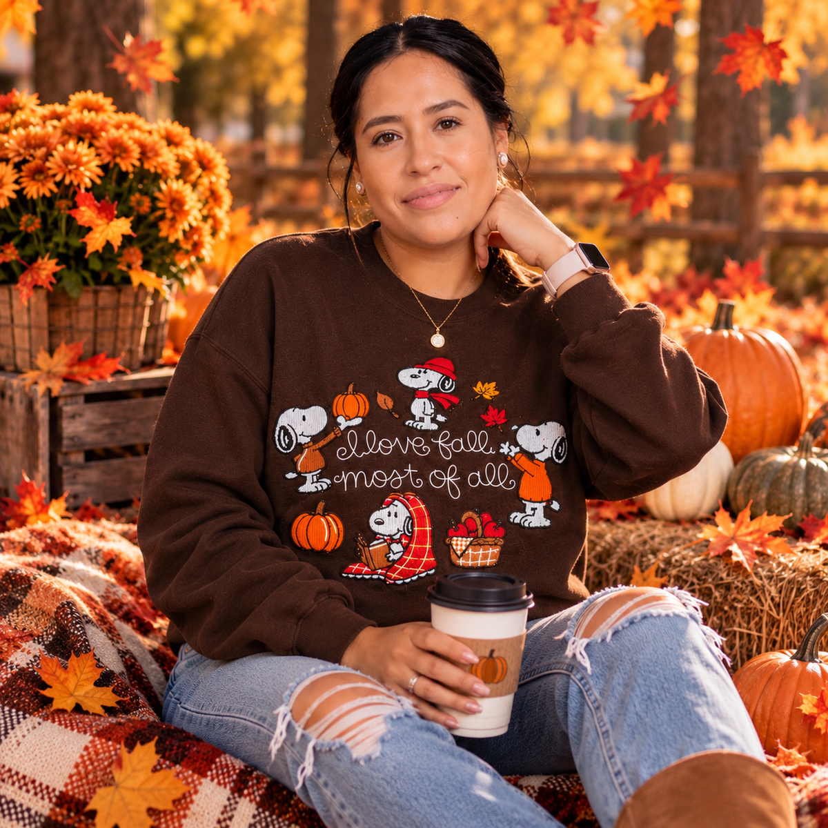 Peanut Fall Embroidered Sweater
