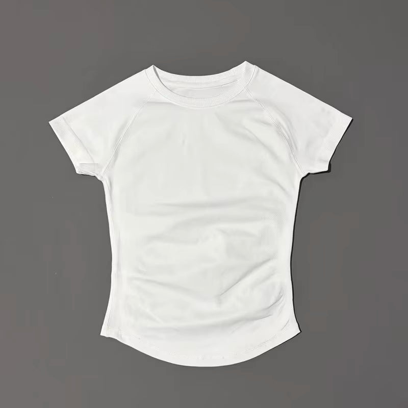 Women Short Sleeve Sports T-Shirt round Neck Breathable Stretchy Quick Dry Top Yoga Gym Running Fitness Activewear