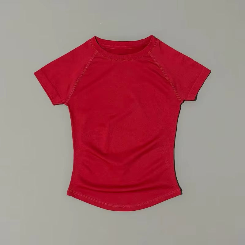 Women Short Sleeve Sports T-Shirt round Neck Breathable Stretchy Quick Dry Top Yoga Gym Running Fitness Activewear