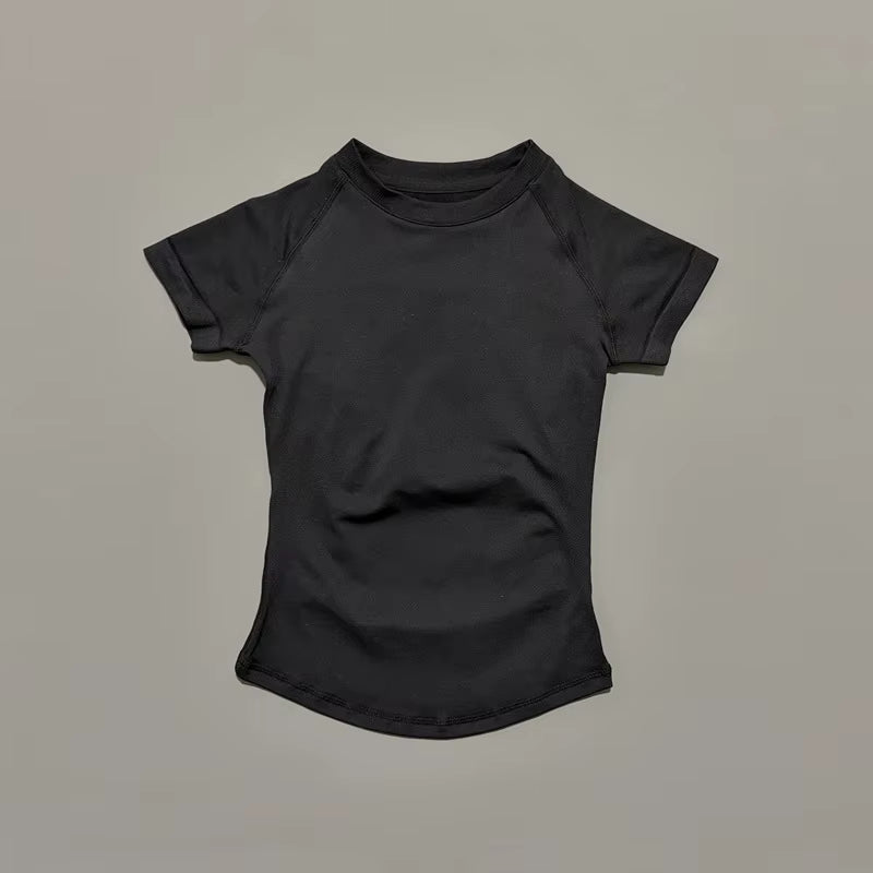 Women Short Sleeve Sports T-Shirt round Neck Breathable Stretchy Quick Dry Top Yoga Gym Running Fitness Activewear